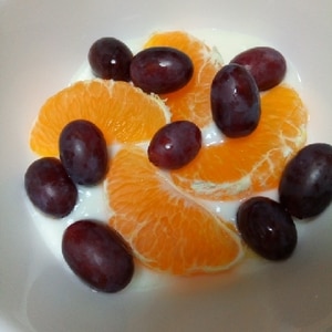 簡単❤葡萄ジャム＆柑橘類でヨーグルト♪（ミント他）